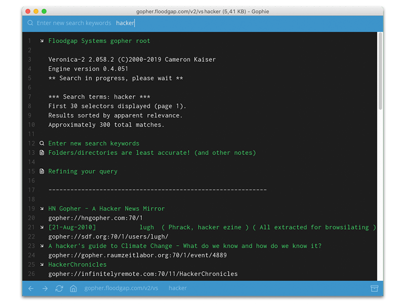 Search functionality in Gophie